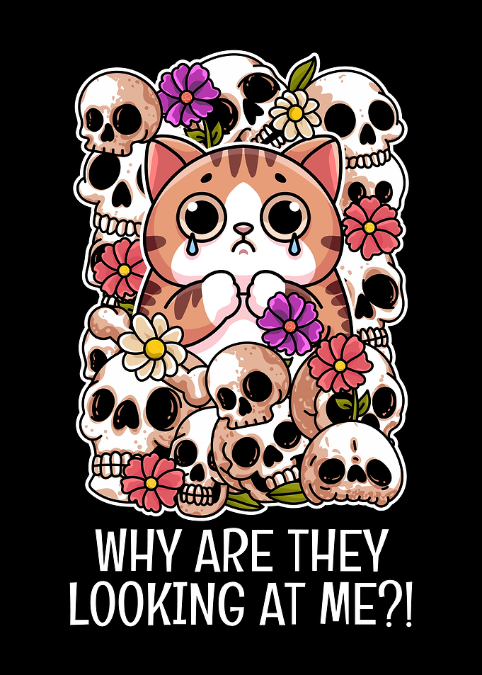 Anxious Cat & Skulls