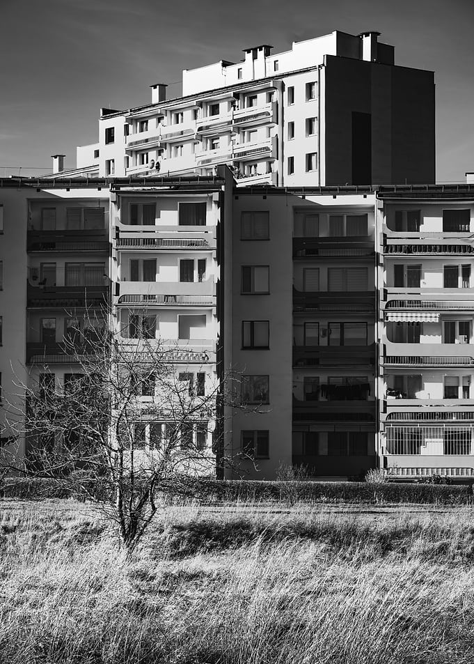 Apartment Buildings in Black and White