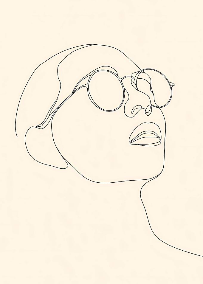 Line Art Woman with Sunglasses