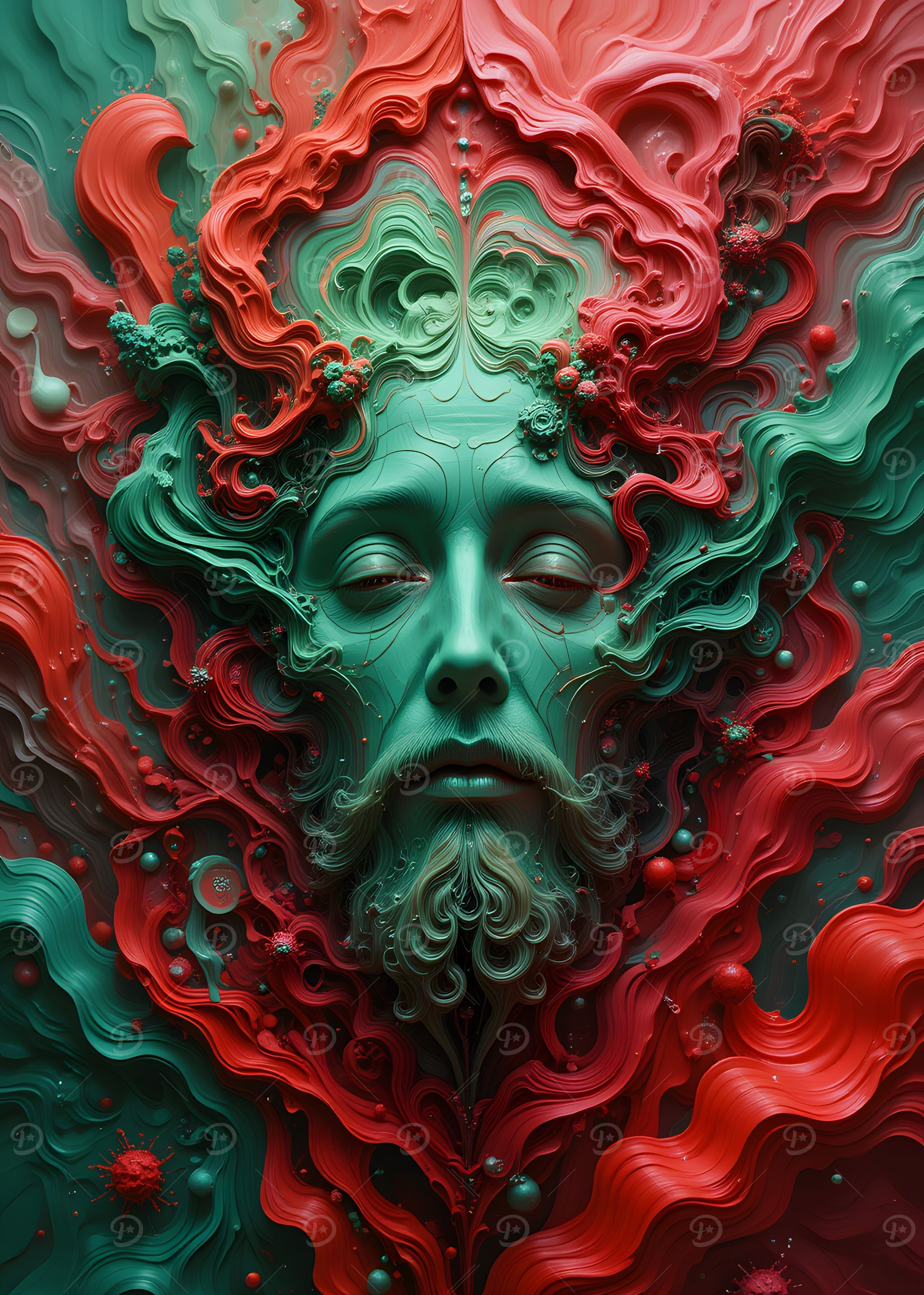 Abstract Face in Swirls