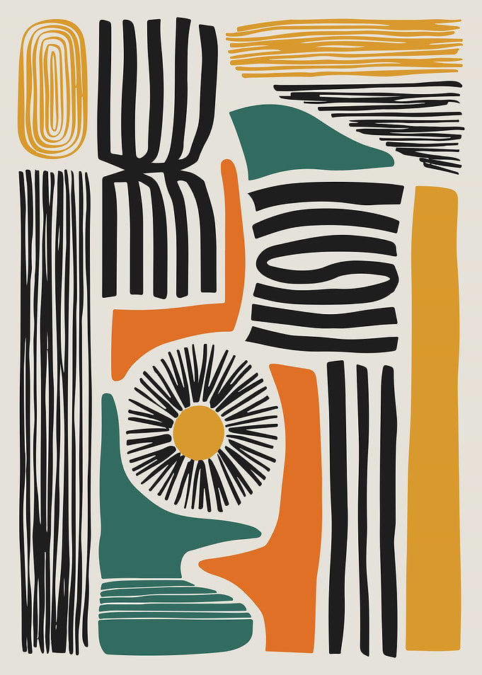 Abstract Shapes and Lines in Color Art Print