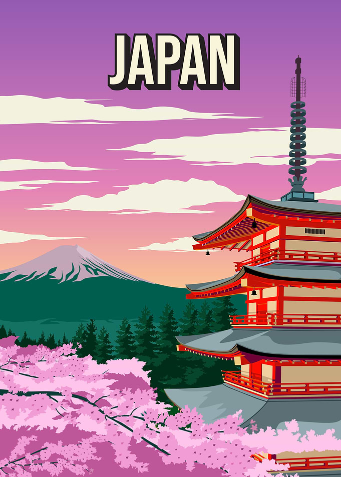 Japan Landscape Travel Poster