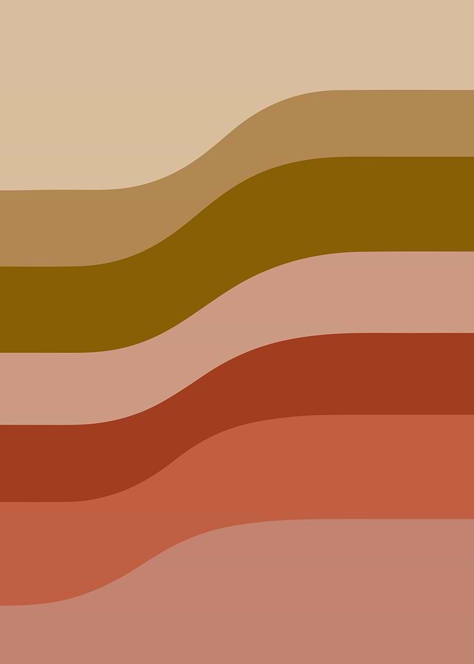 Earthy Abstract Waves Mid-Century Modern Wall Art
