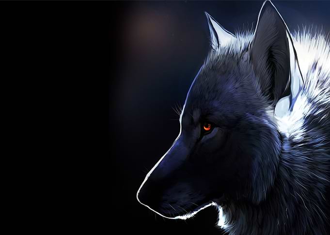 Wolf with Glowing Eyes