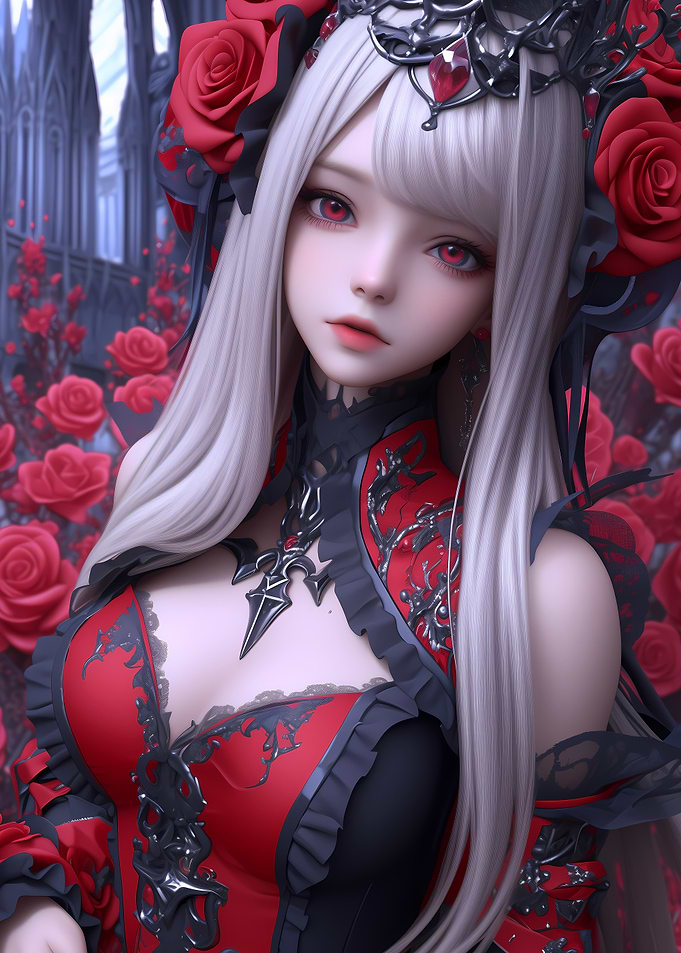 Anime Girl in Red Dress