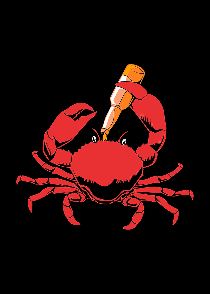 Crab Drinking Beer