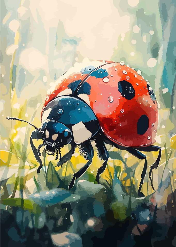 Ladybug in Dew