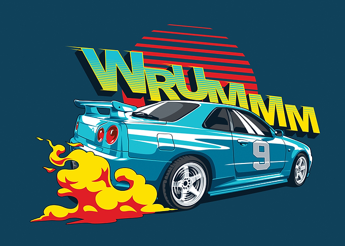 Blue Sports Car Illustration