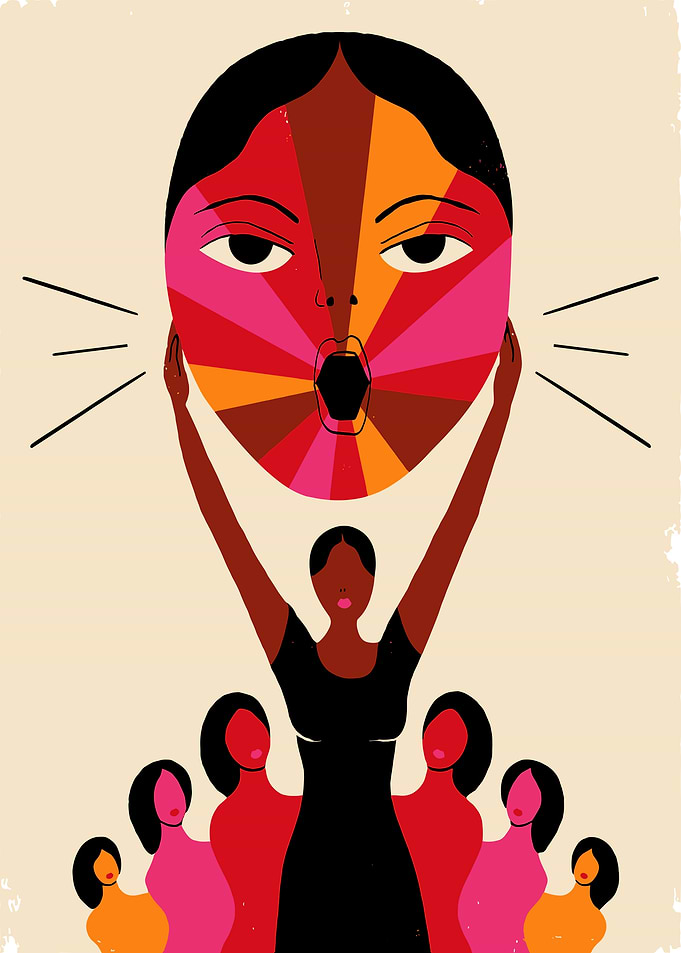 Woman Holding Up Face