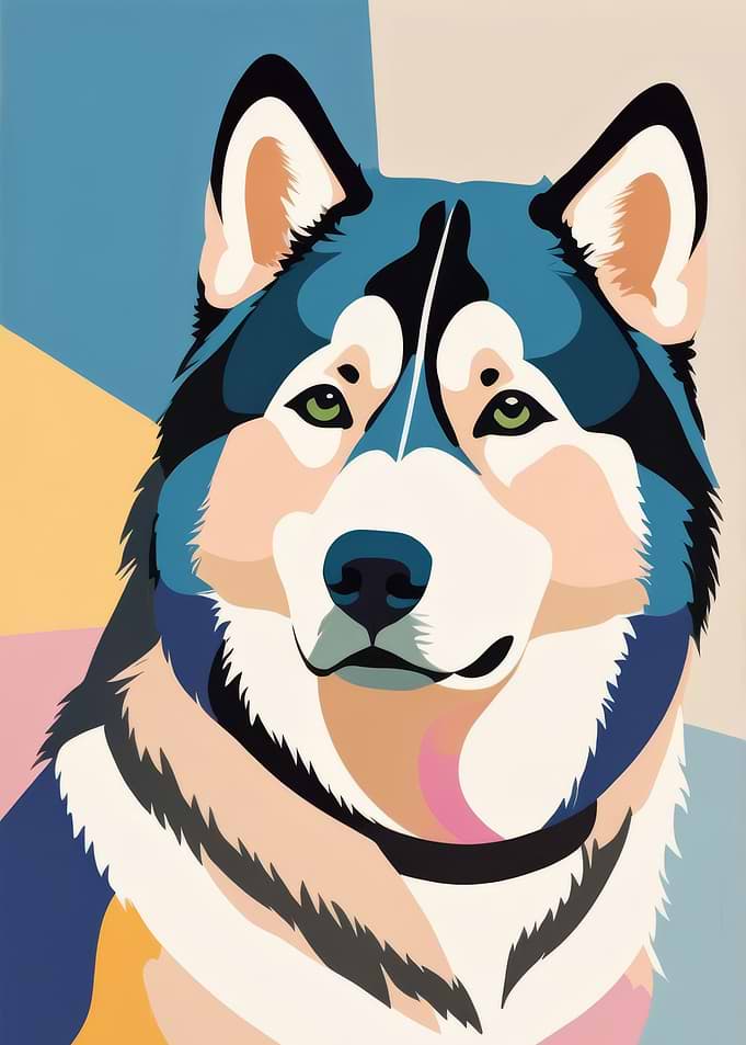 Husky Portrait in Pop Art Style