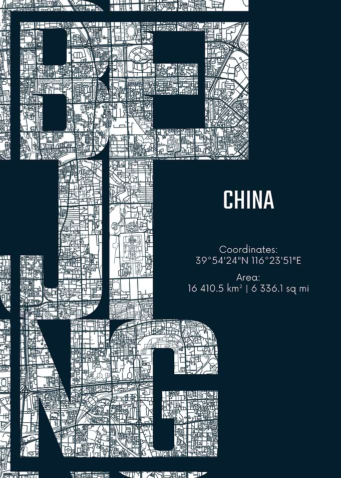 Beijing City Map Typography