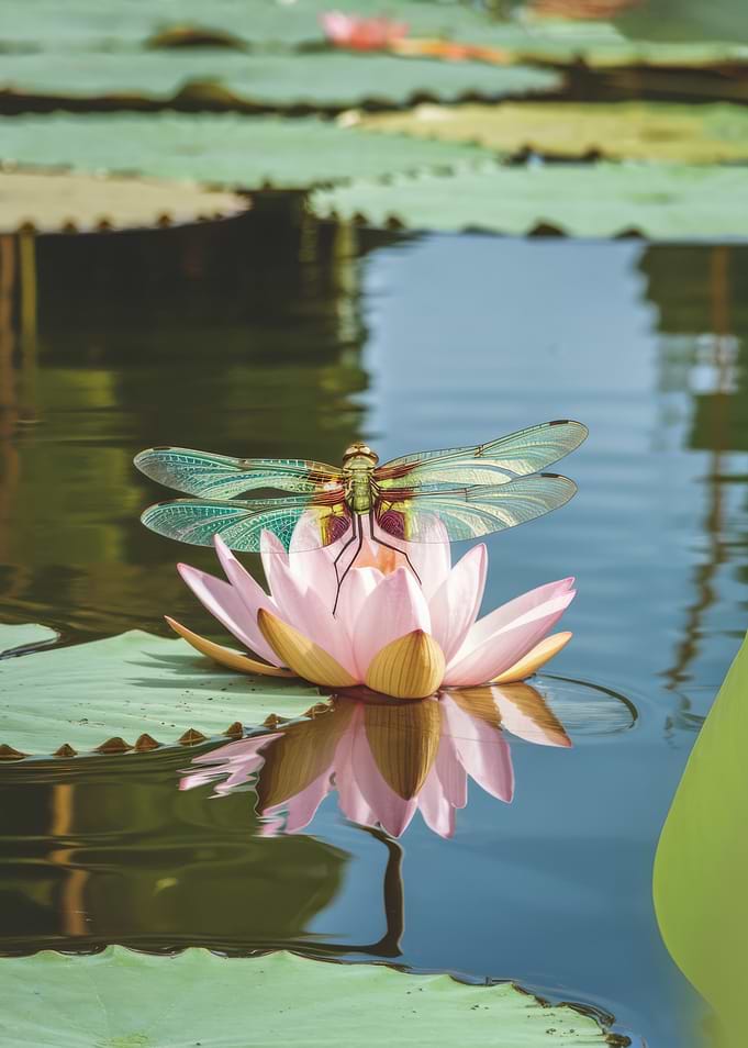Dragonfly on Water Lily