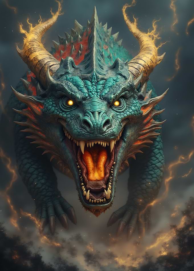 Fierce Dragon with Golden Horns