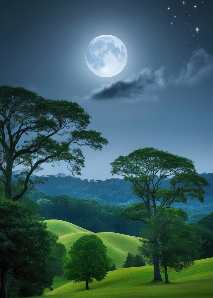 Moonlit Forest Landscape