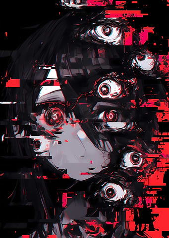 Anime Girl with Glitch Eyes