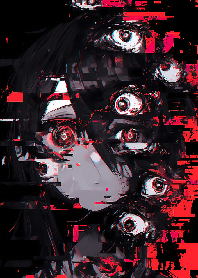 Anime Girl with Glitch Eyes