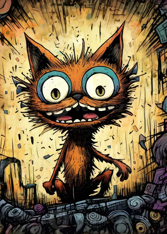 Crazy Cat Illustration