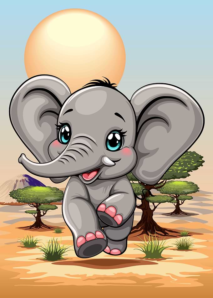 Cute Baby Elephant Cartoon