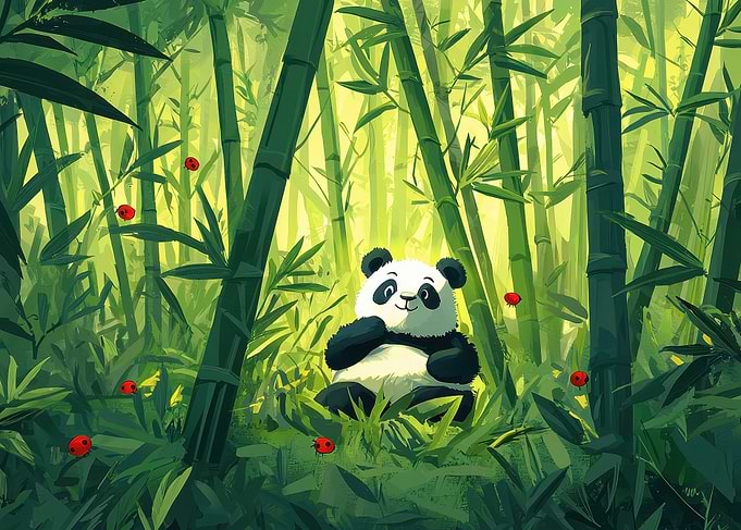 Panda in Bamboo Forest
