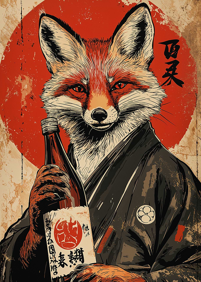 Fox with Sake