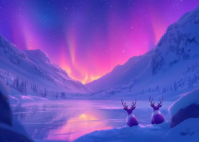 Northern Lights Reindeer