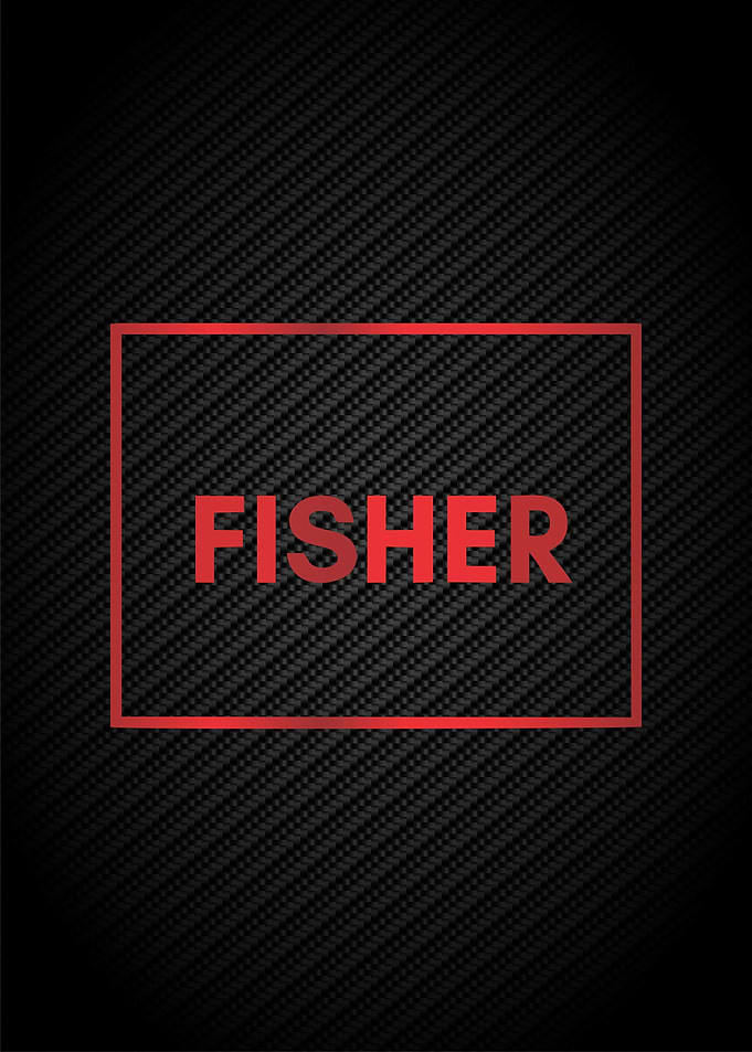 Fisher Logo on Carbon Fiber