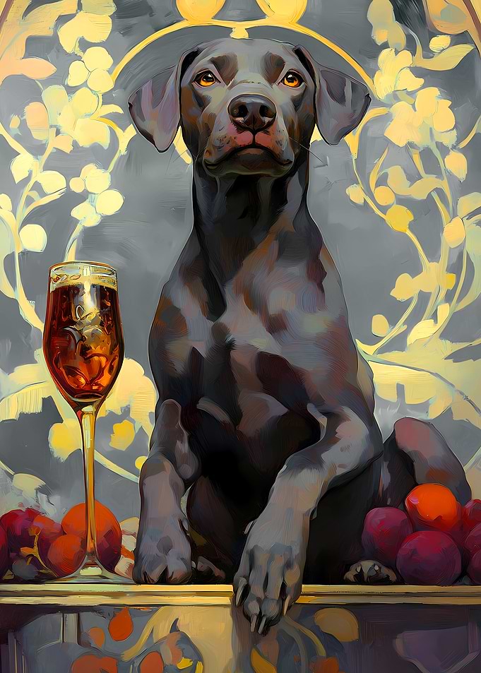 Dog with Wine Glass