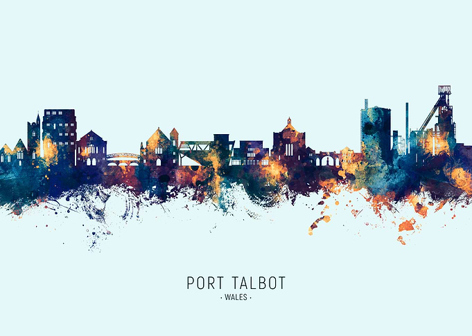 Port Talbot Skyline Watercolor