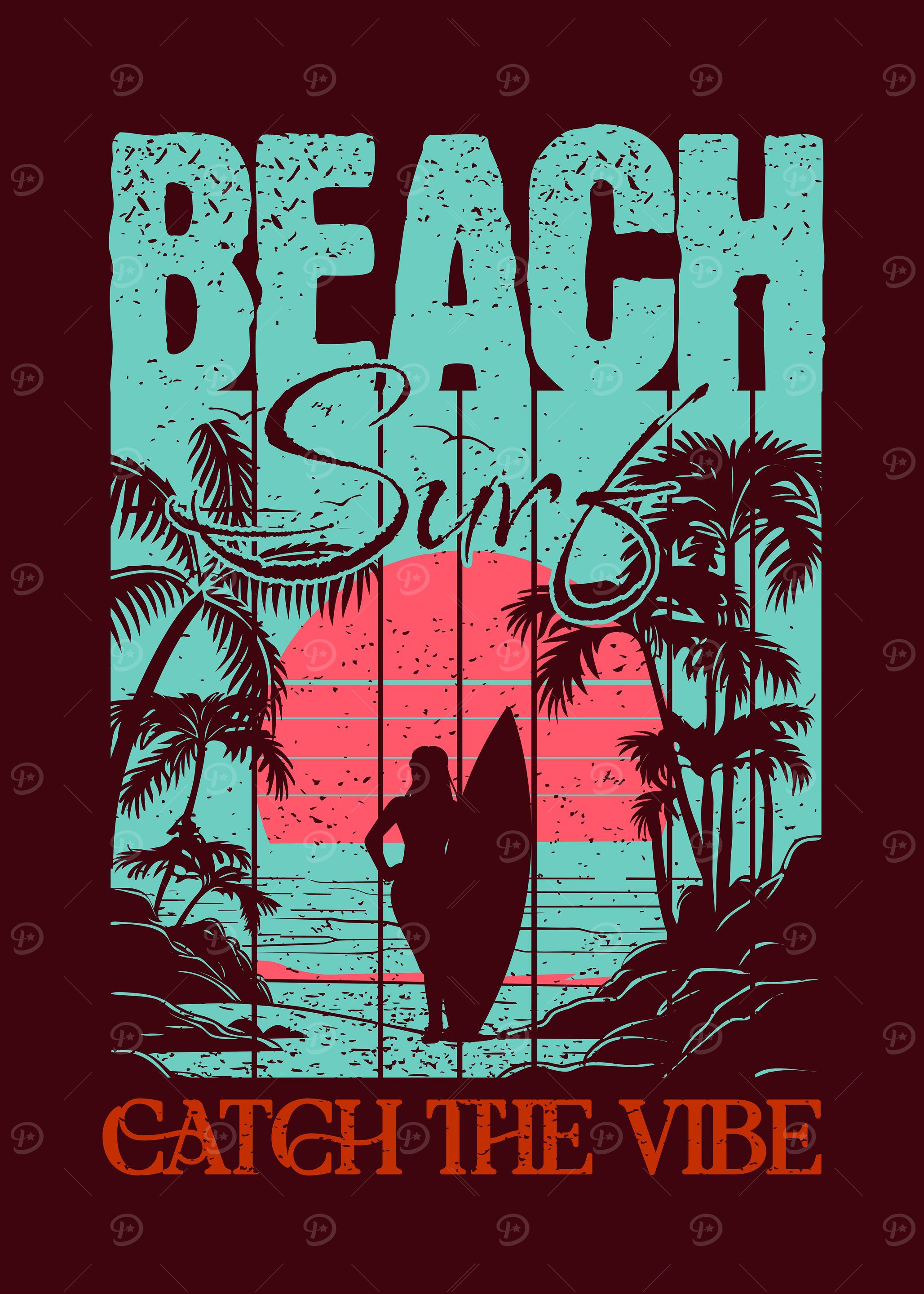 Beach Surf Catch The Vibe Poster