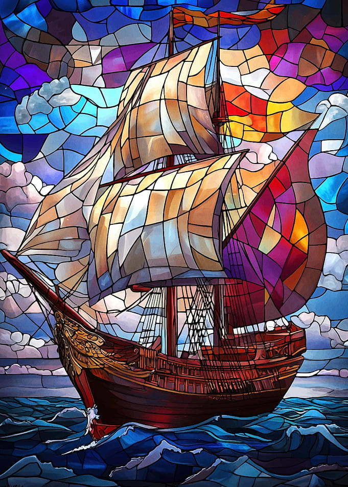 Stained Glass Ship