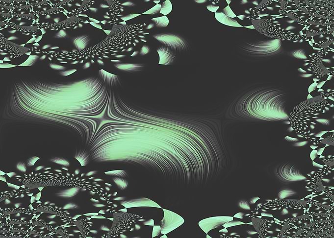 Abstract Green and Black Fractal Pattern