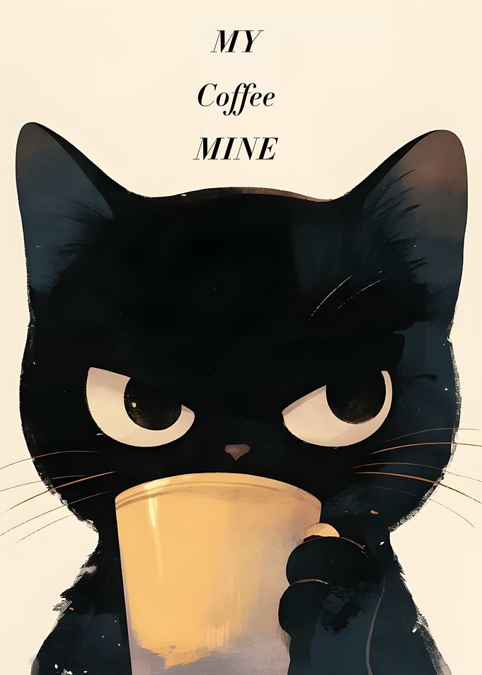 Grumpy Cat Coffee - Cat drinking coffee