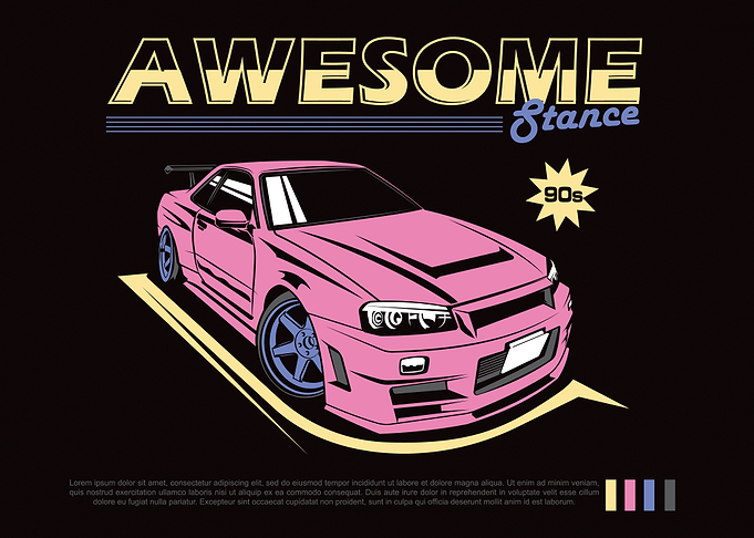 Pink 90s Stance Car