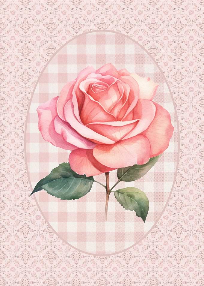 Pink Rose Floral Watercolor