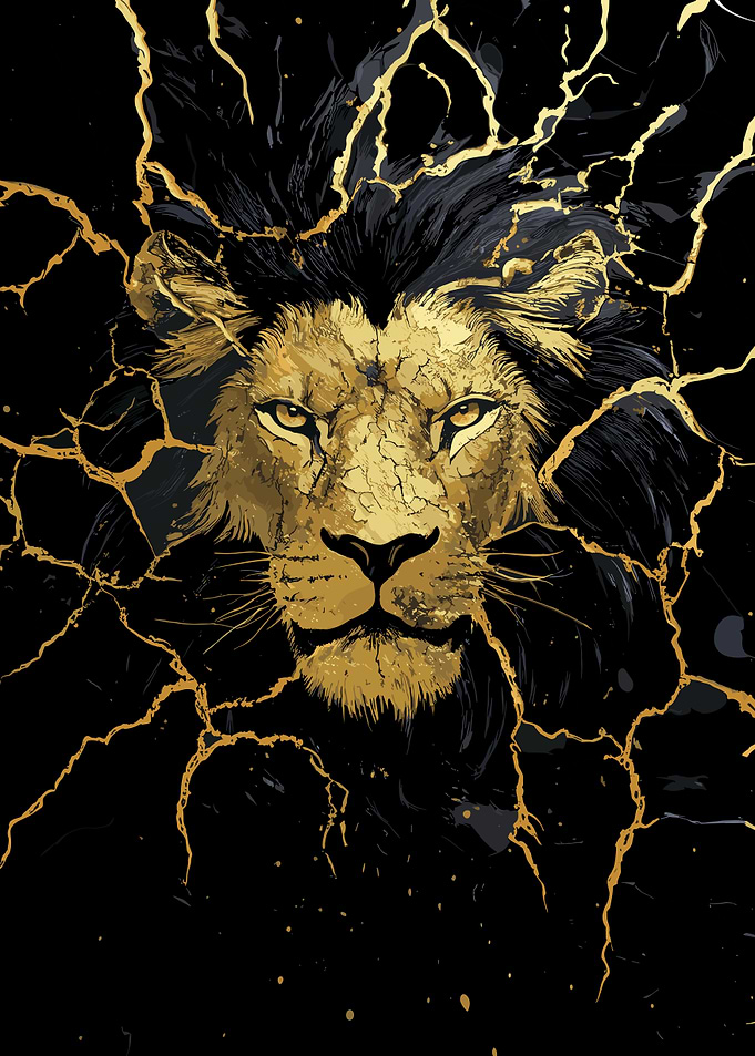 Golden Lion with Lightning