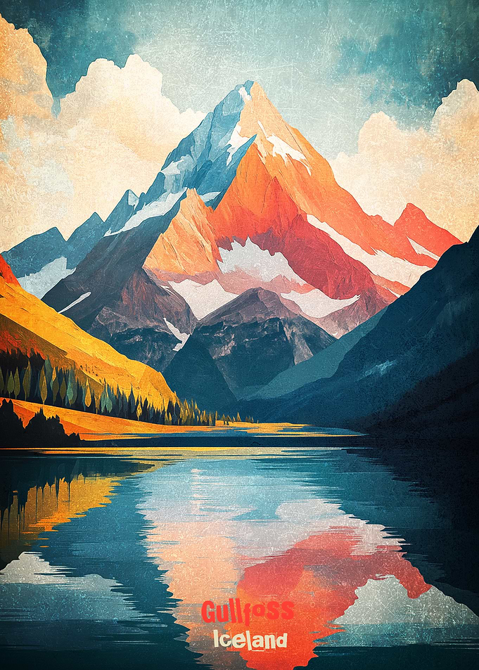 Gullfoss Art Poster