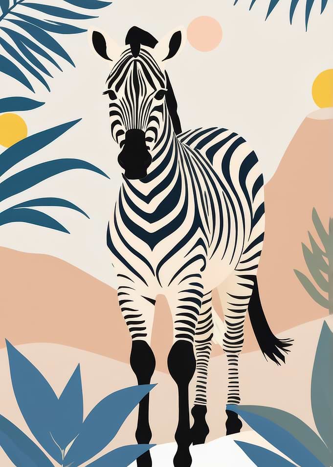 Zebra in Tropical Landscape