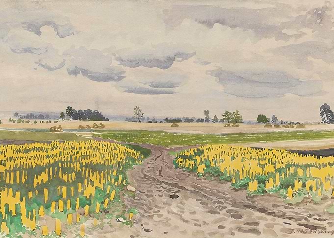 Watercolor Field Landscape