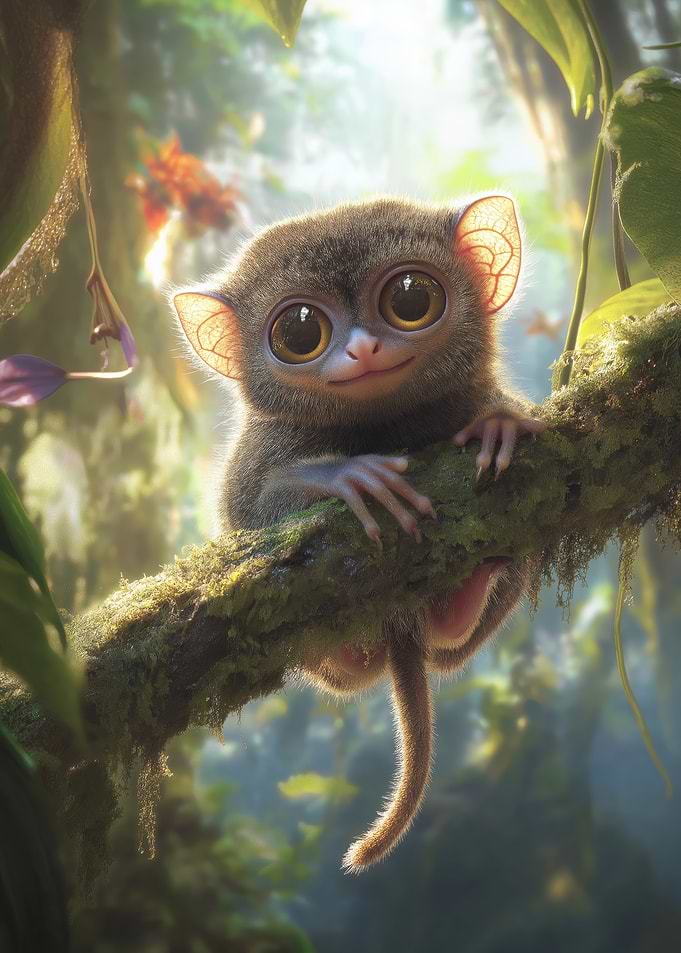 Cute Tarsier on Branch