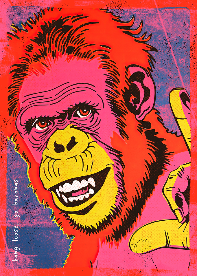 Hang Loose Go Bananas (Monkey Shaka)