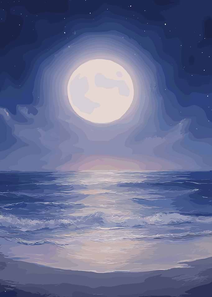 Full Moon Over Ocean