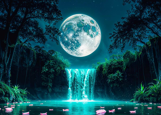 Moonlit Waterfall
