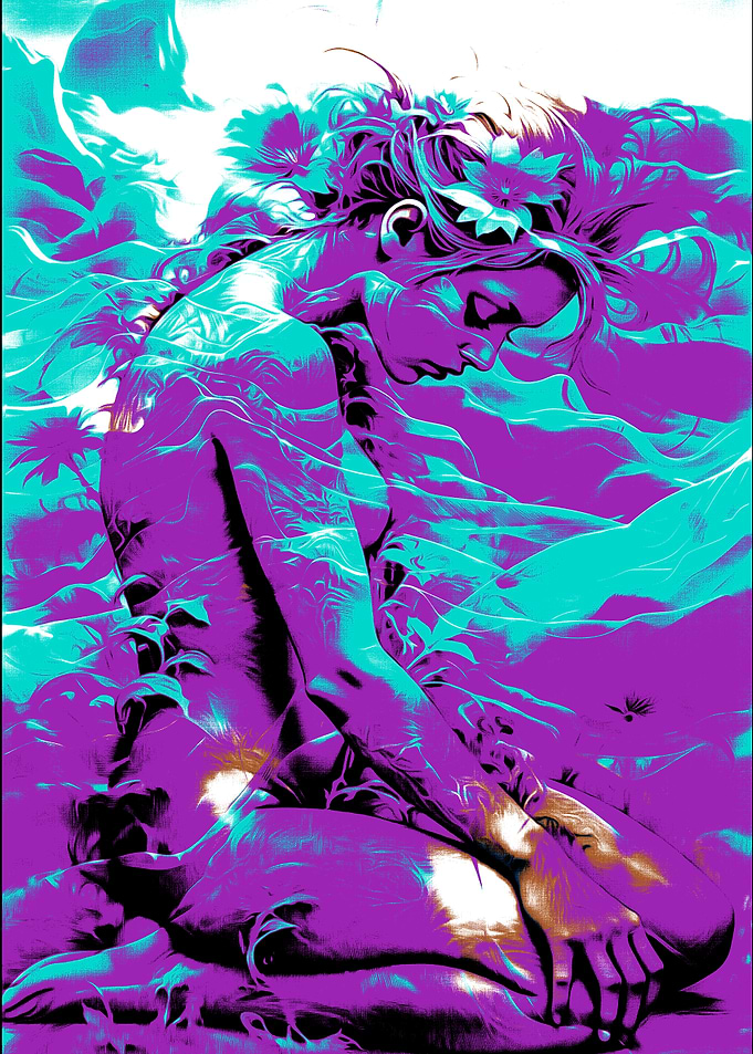 Woman in Purple and Teal