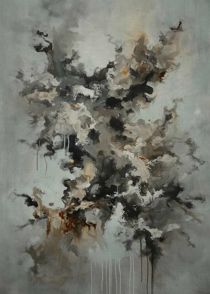 Abstract Grey and Black Painting