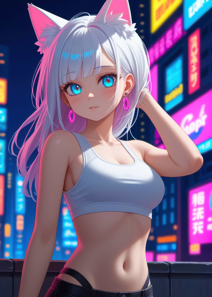 Sexy Anime Girl with Cat Ears