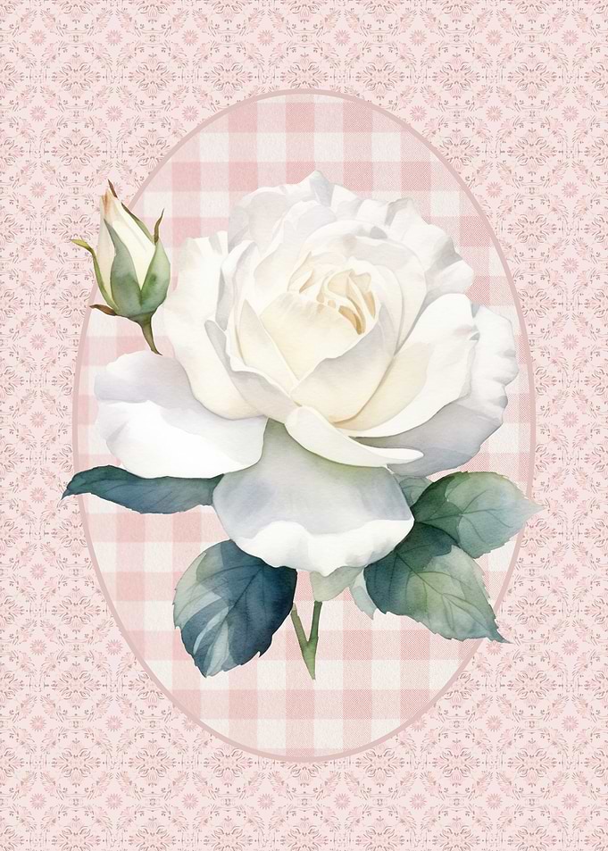 White Rose on Gingham