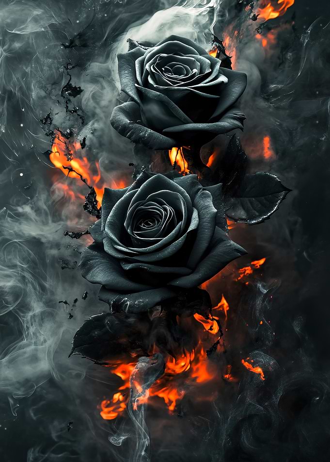 Black Roses in Flames