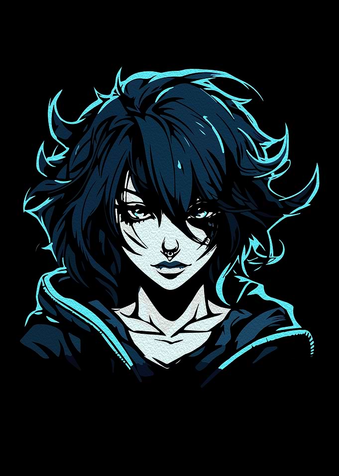 Anime Girl with Blue Hair