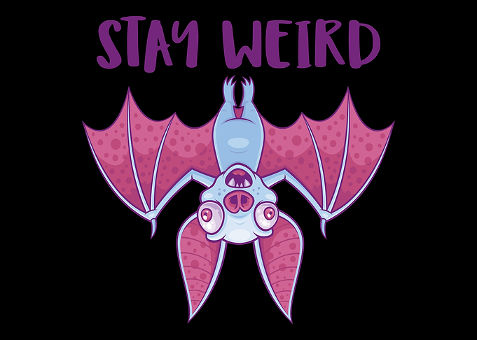 Stay Weird Quirky Albino Vampire Bat Cartoon