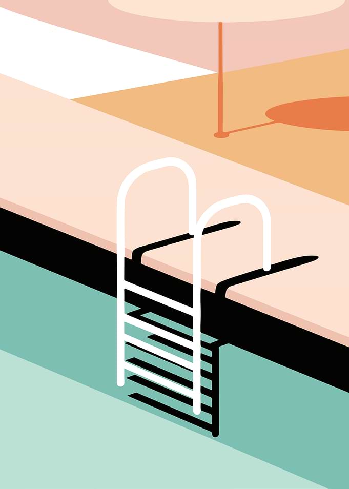 Modern Poolside Wall Art – Minimalist Summer Vibes Print